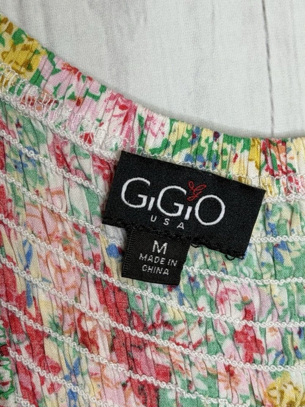 Gigio USA Floral Smocked Maxi Dress Sz M Rayon Boho Fairycore Coquette - Picture 7 of 7